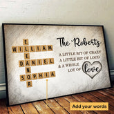 Family Whole Lot Of Love Crossword Puzzle Art - Captured In A Moment, Cherished For A Lifetime Personalized Poster