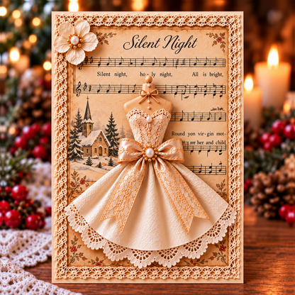 Vintage 3D Lace Dress Christmas Greeting Cards 🎄
