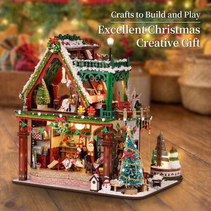 Plymagic DIY Mini House - Snowy Christmas Lodge