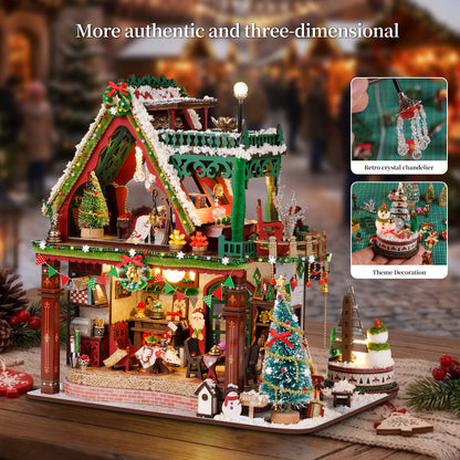 Plymagic DIY Mini House - Snowy Christmas Lodge