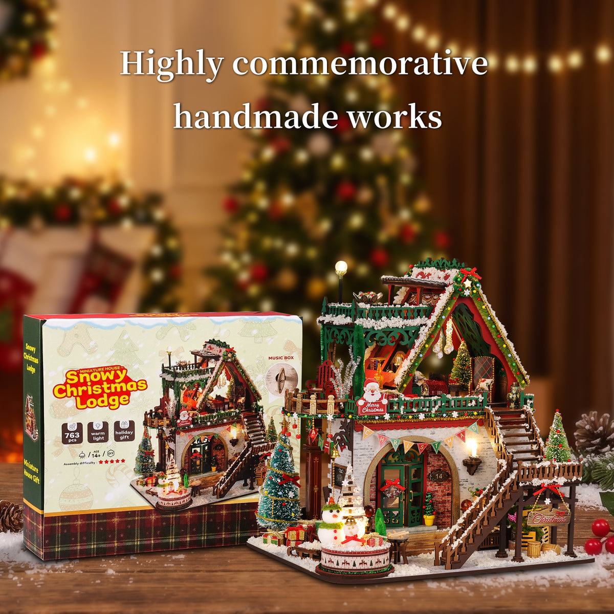 Plymagic DIY Mini House - Snowy Christmas Lodge