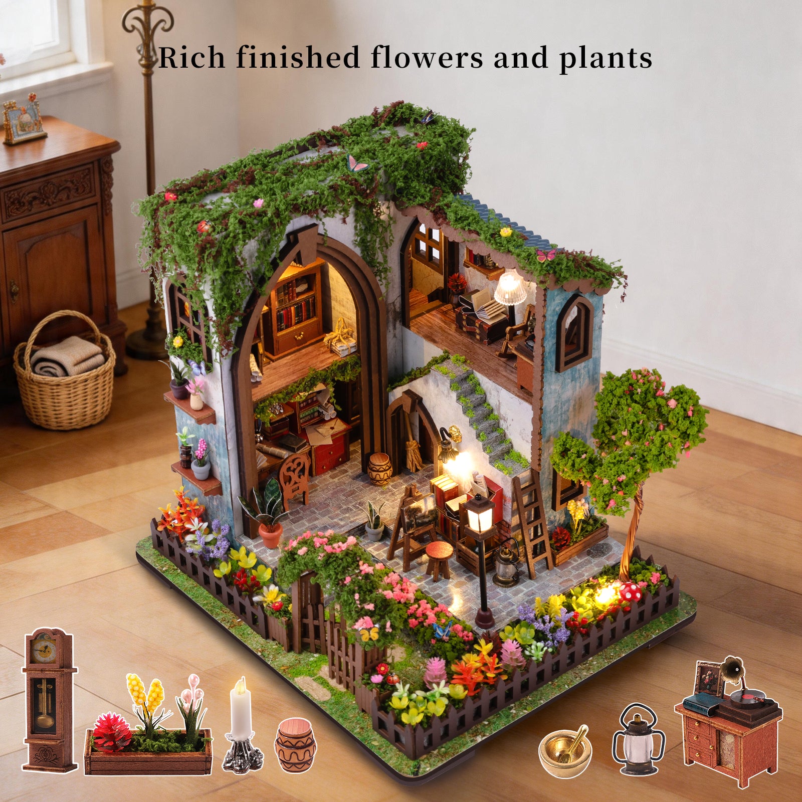 Plymagic DIY Mini House - Floral Cottage