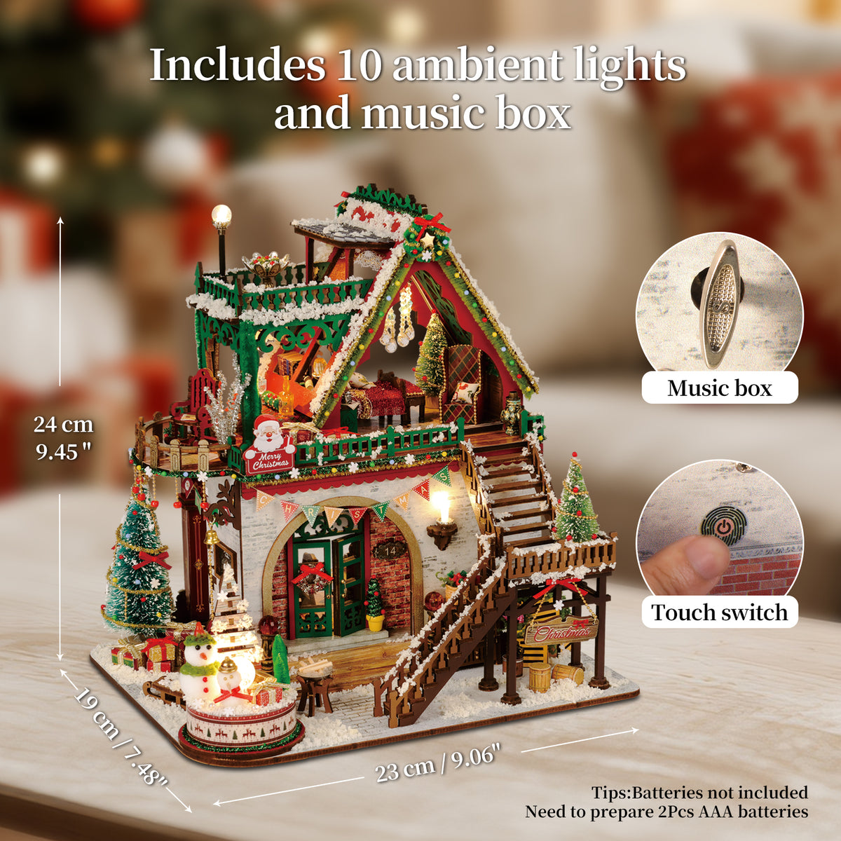 Plymagic DIY Mini House - Snowy Christmas Lodge