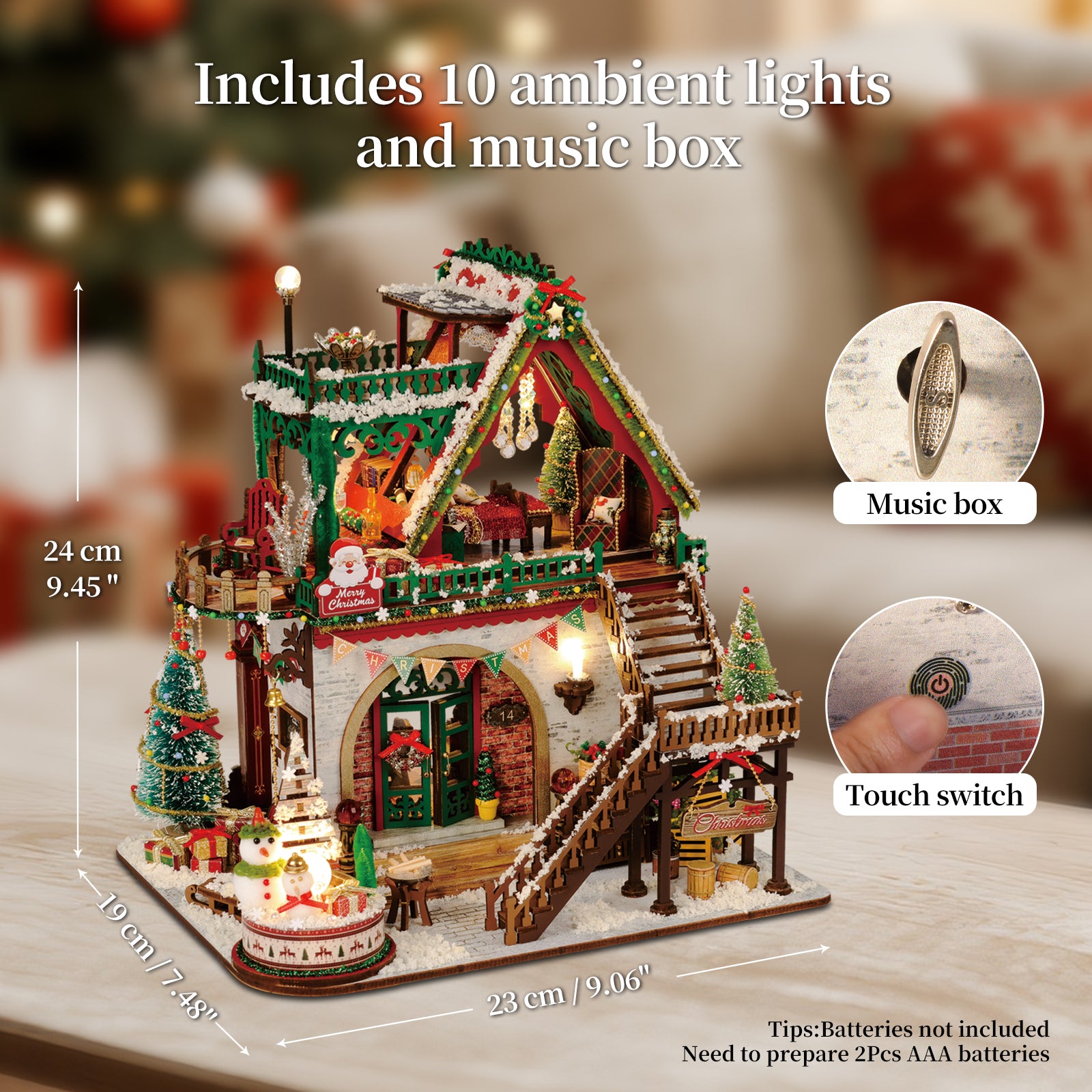 Plymagic DIY Mini House - Snowy Christmas Lodge