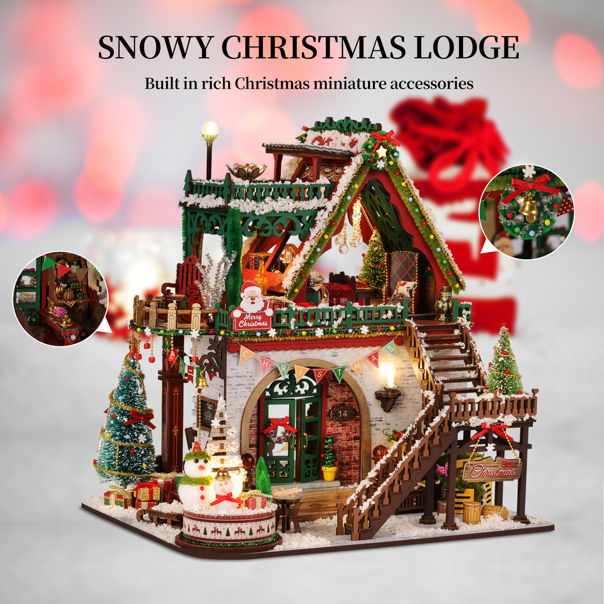 Plymagic DIY Mini House - Snowy Christmas Lodge