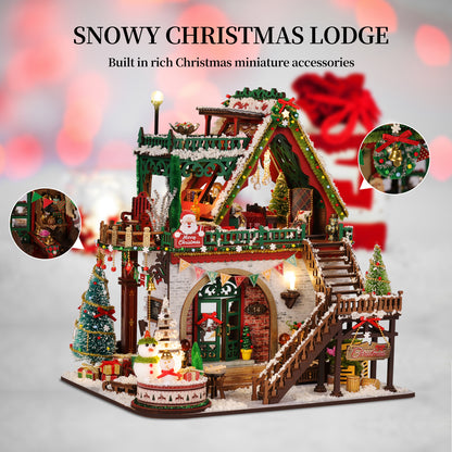 Plymagic DIY Mini House - Snowy Christmas Lodge