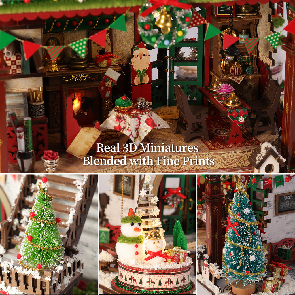 Plymagic DIY Mini House - Snowy Christmas Lodge