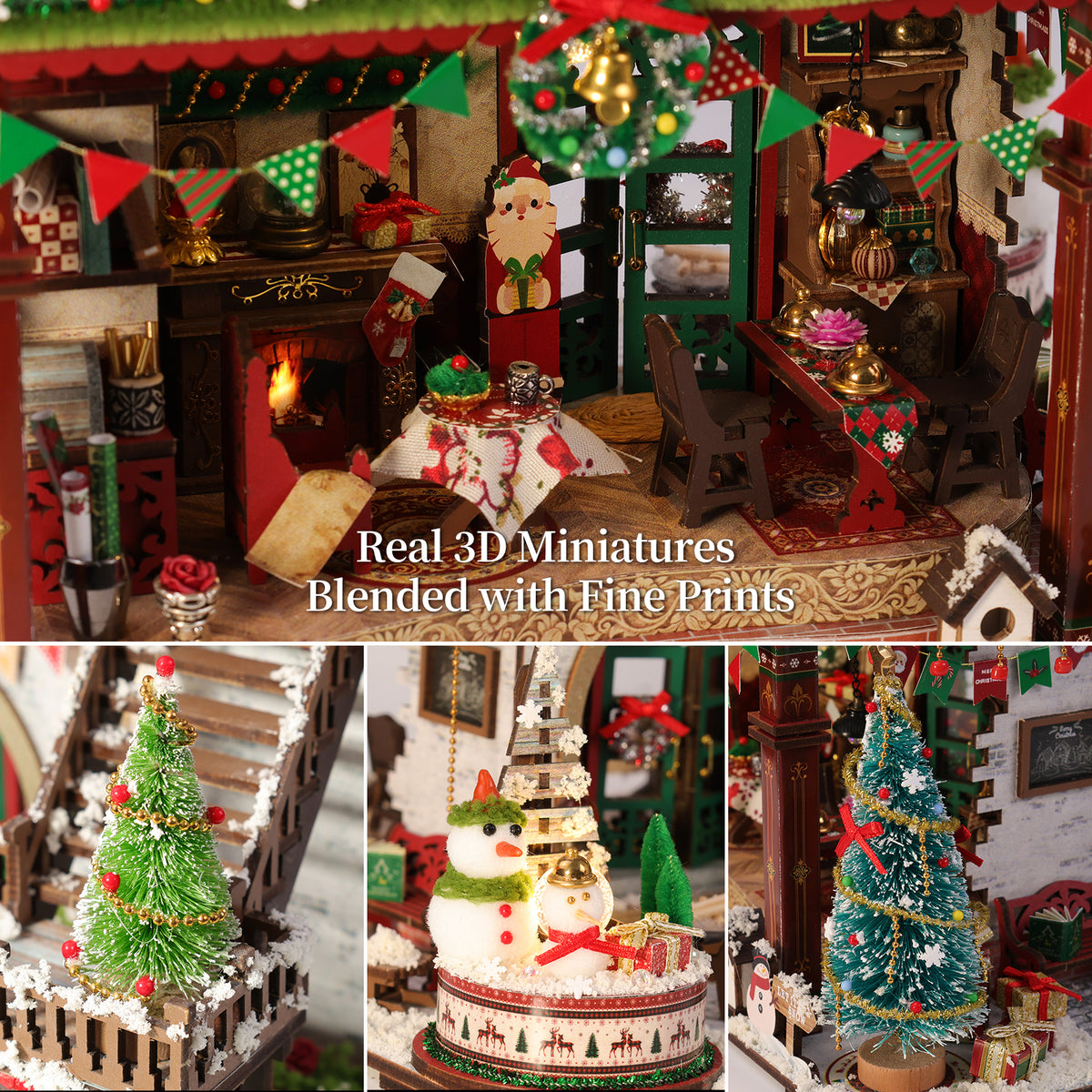 Plymagic DIY Mini House - Snowy Christmas Lodge