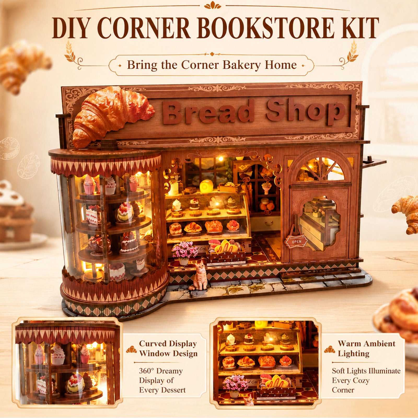 Plymagic DIY Mini House - Croissant Bakery