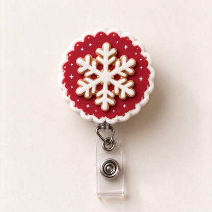 Christmas Badge Reel, Nurse Badge Holder, Holiday ID Clip, Retractable Work Accessory