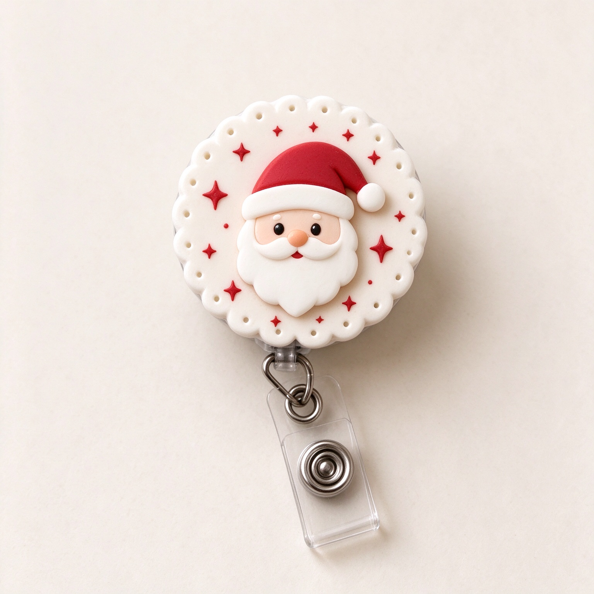 Christmas Badge Reel, Nurse Badge Holder, Holiday ID Clip, Retractable Work Accessory
