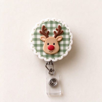 Christmas Badge Reel, Nurse Badge Holder, Holiday ID Clip, Retractable Work Accessory