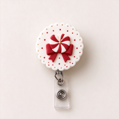 Christmas Badge Reel, Nurse Badge Holder, Holiday ID Clip, Retractable Work Accessory