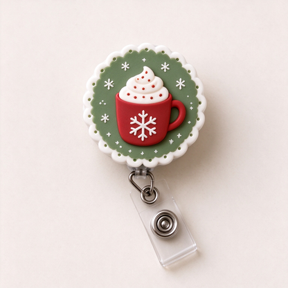 Christmas Badge Reel, Nurse Badge Holder, Holiday ID Clip, Retractable Work Accessory