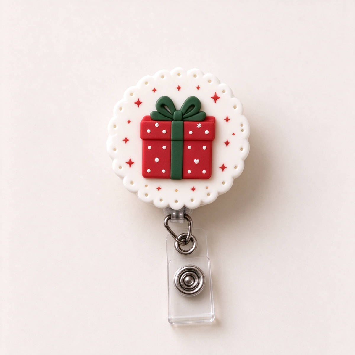 Christmas Badge Reel, Nurse Badge Holder, Holiday ID Clip, Retractable Work Accessory