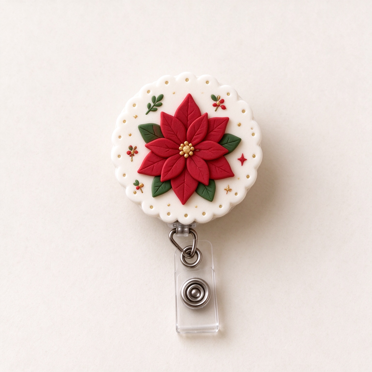 Christmas Badge Reel, Nurse Badge Holder, Holiday ID Clip, Retractable Work Accessory