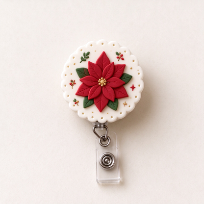 Christmas Badge Reel, Nurse Badge Holder, Holiday ID Clip, Retractable Work Accessory