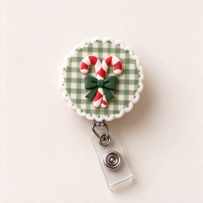 Christmas Badge Reel, Nurse Badge Holder, Holiday ID Clip, Retractable Work Accessory