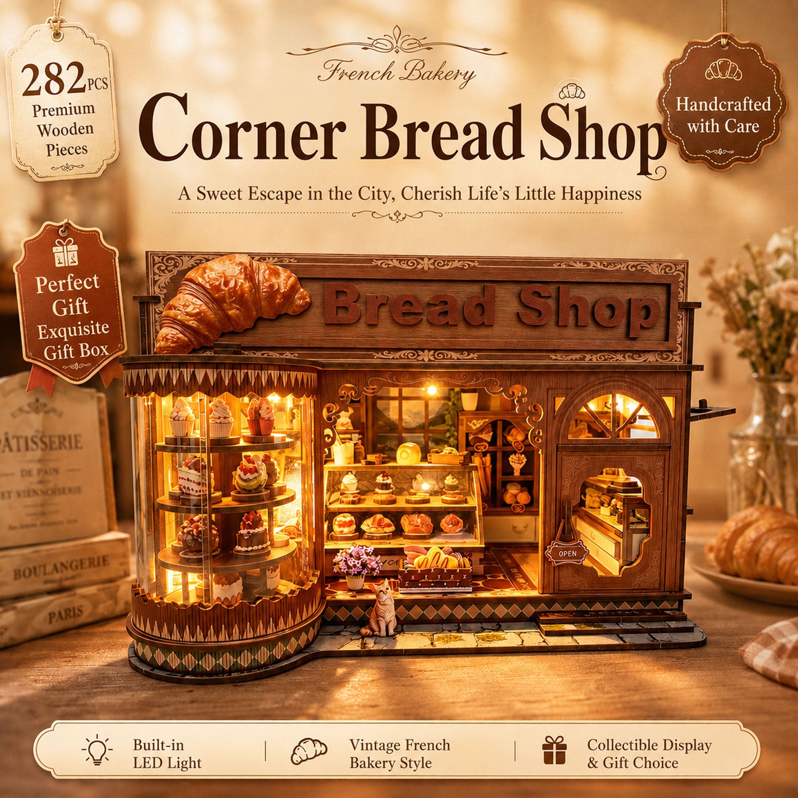 Plymagic DIY Mini House - Croissant Bakery