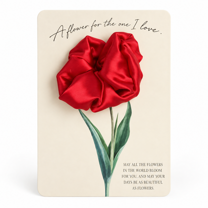 A Flower for You – Satin Scrunchie Flower Greeting Card
