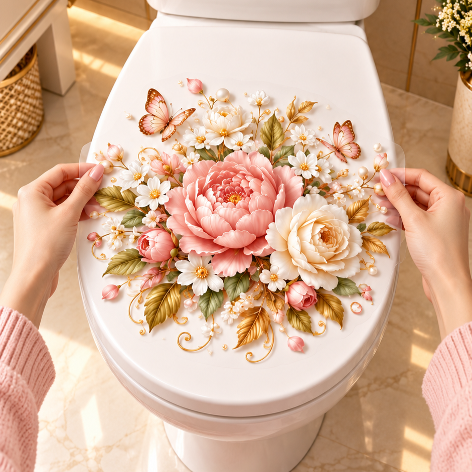 🌸 Animal & Floral Toilet Decals – 5 Charming Designs for Elegant Bathroom Decor