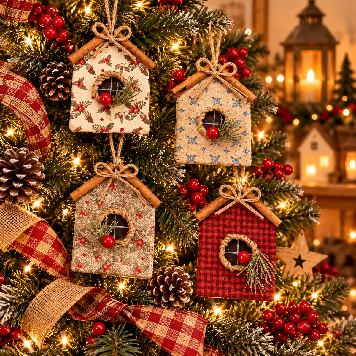 Vintage Farmhouse – Vintage Farmhouse Mini Hanging Decorations for Christmas Tree