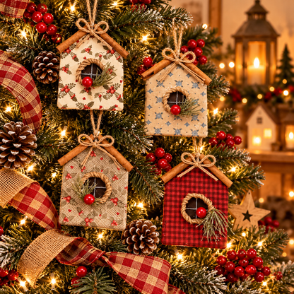 Vintage Farmhouse – Vintage Farmhouse Mini Hanging Decorations for Christmas Tree