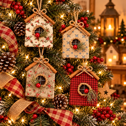 Vintage Farmhouse – Vintage Farmhouse Mini Hanging Decorations for Christmas Tree