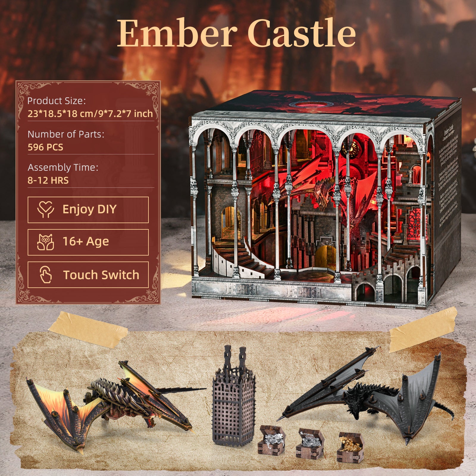 Plymagic DIY Book Nook - Ember Dragon Castle