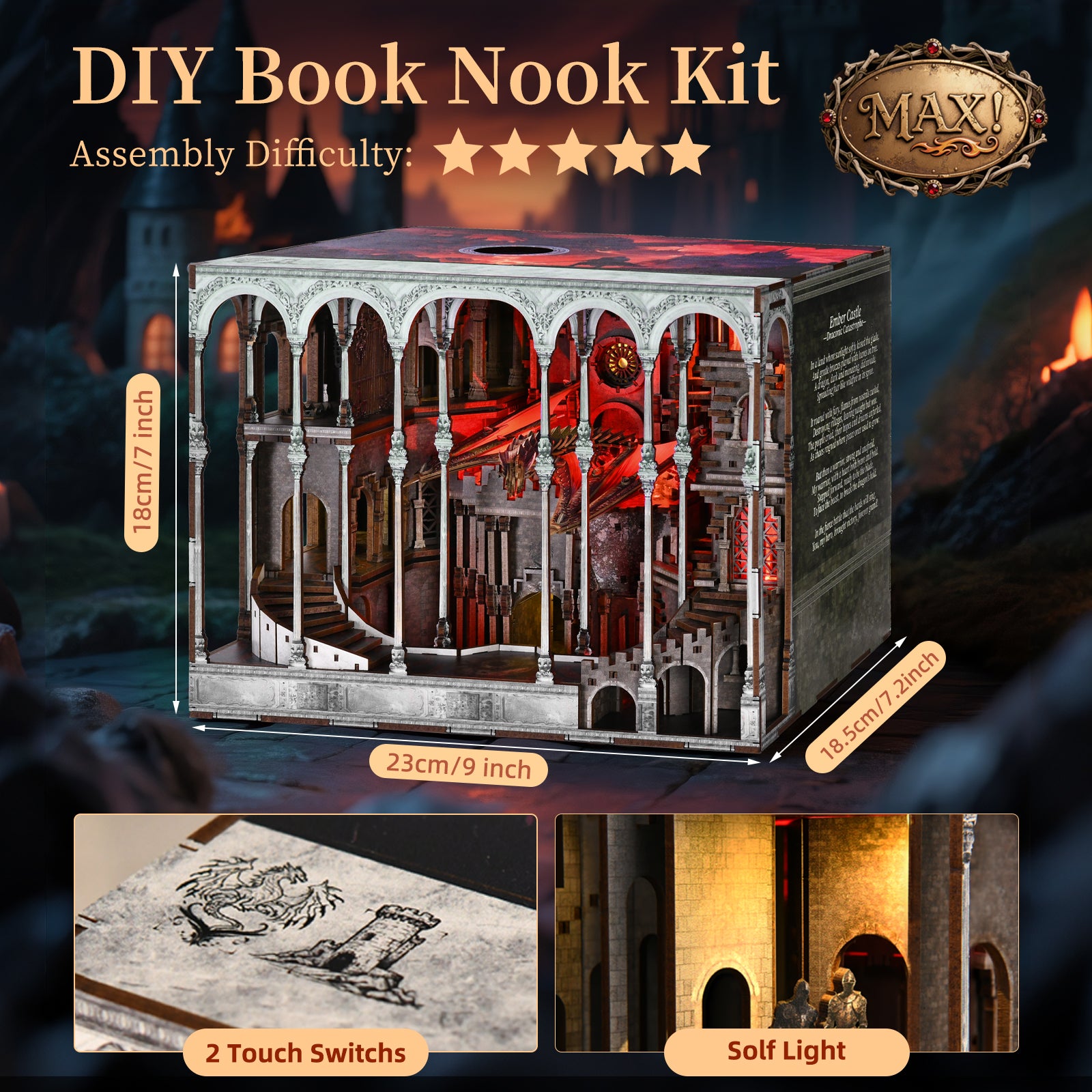 Plymagic DIY Book Nook - Ember Dragon Castle
