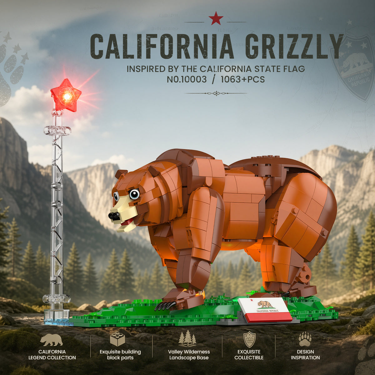 Plymagic Assembly Model - California brown bear