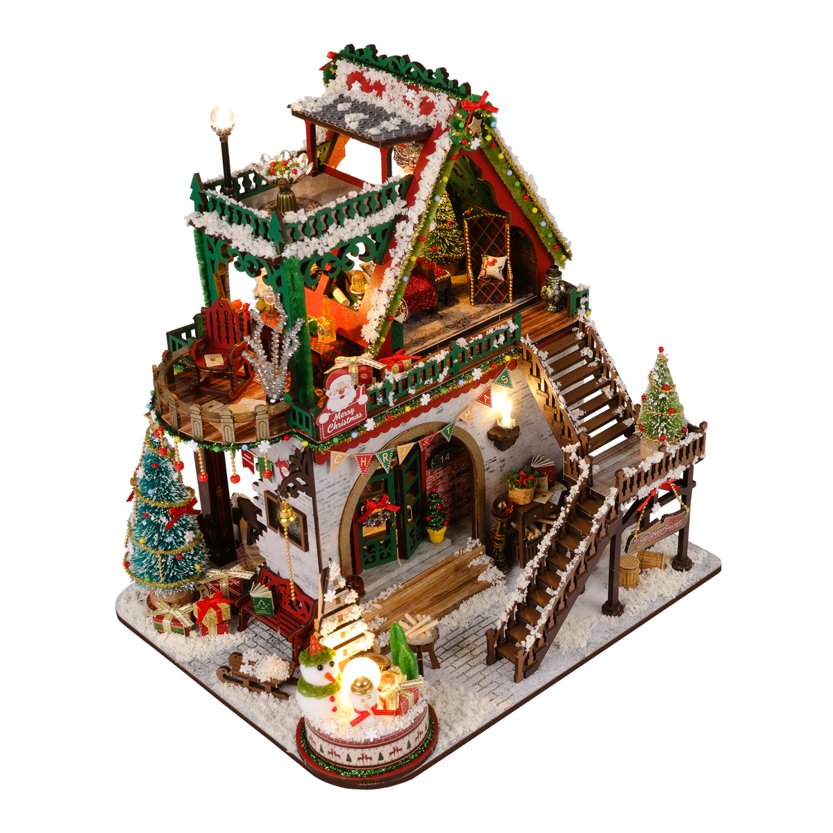 Plymagic DIY Mini House - Snowy Christmas Lodge