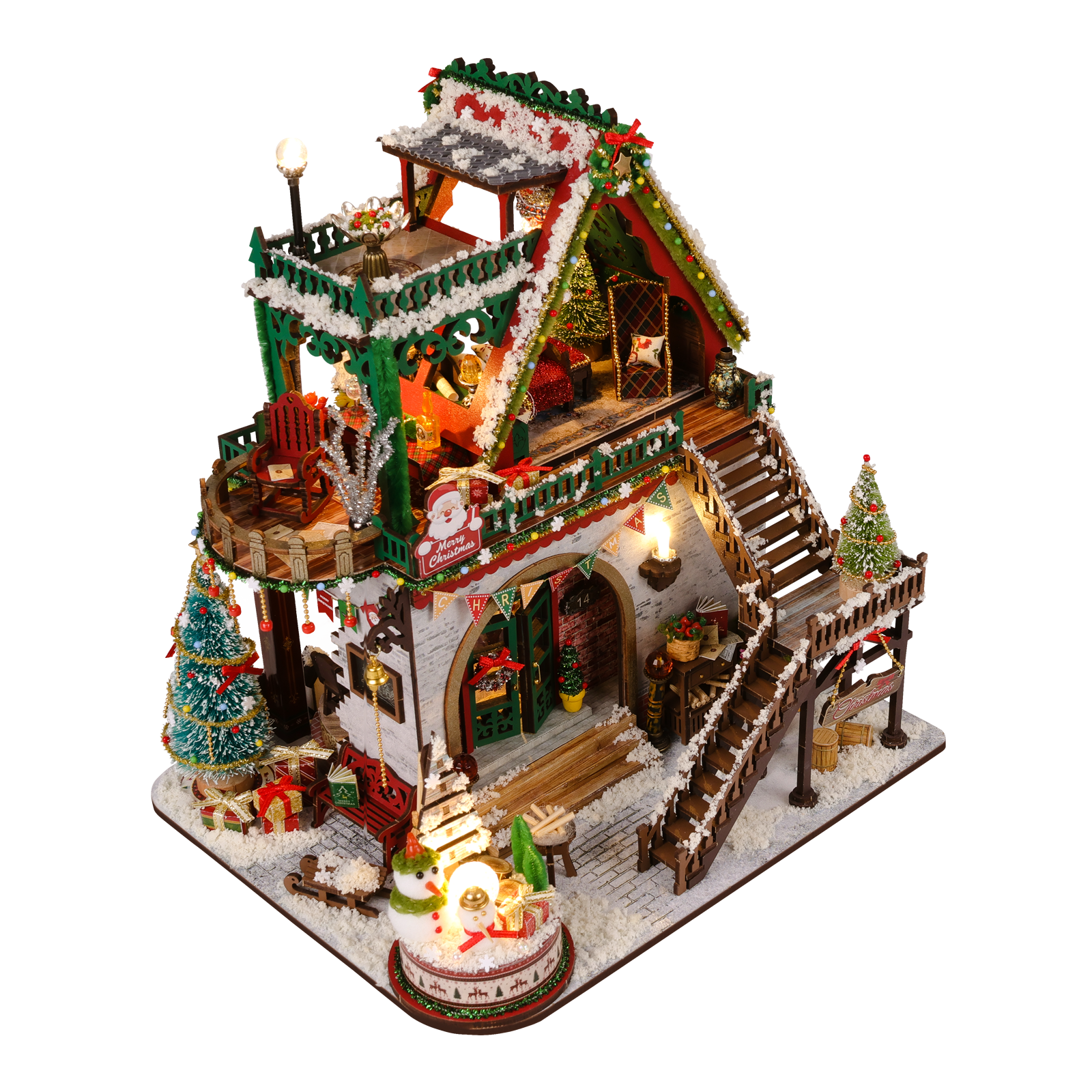 Plymagic DIY Mini House - Snowy Christmas Lodge