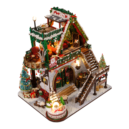 Plymagic DIY Mini House - Snowy Christmas Lodge