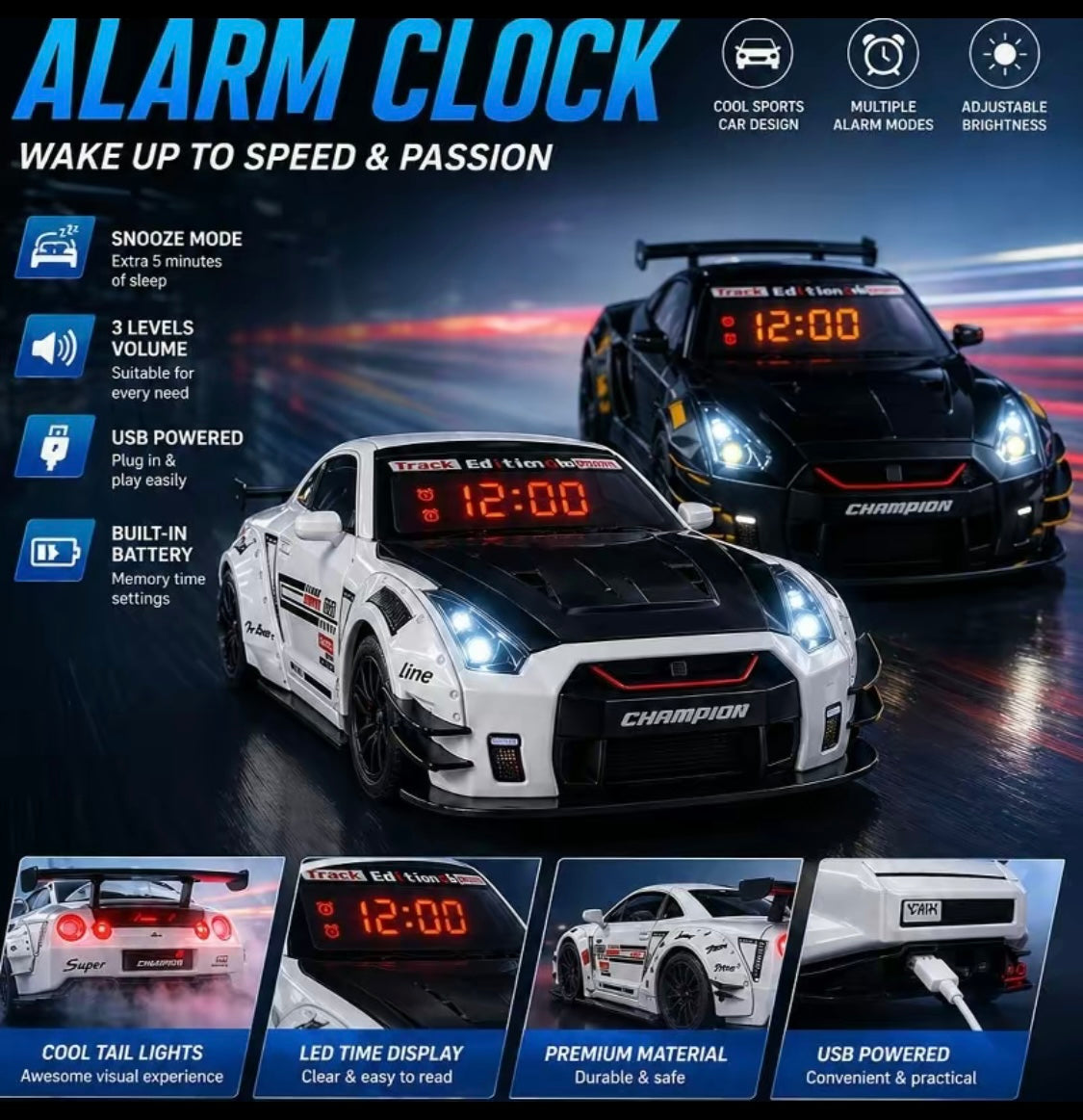 Sports Car Alarm Clock