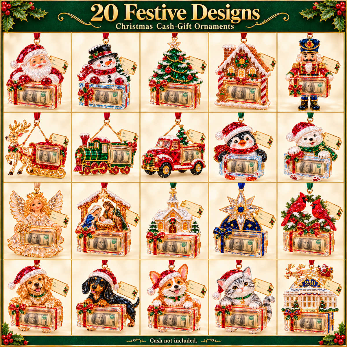 2026 Crystal-Style Christmas Money Holder Ornaments – 20 Festive Designs with Gift Tags