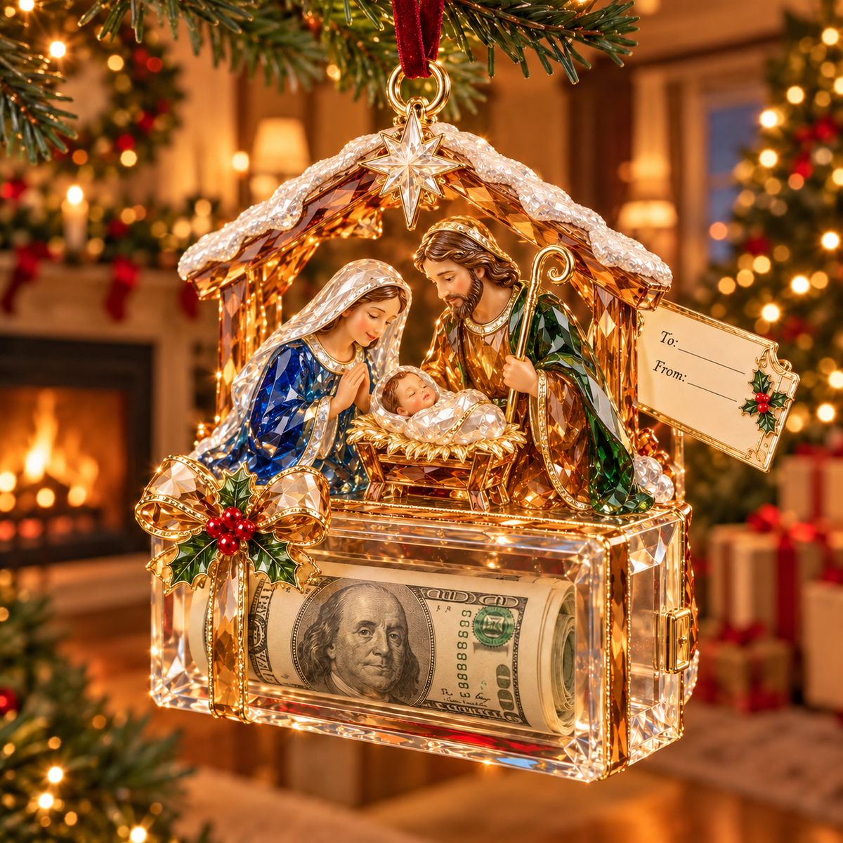 2026 Crystal-Style Christmas Money Holder Ornaments – 20 Festive Designs with Gift Tags
