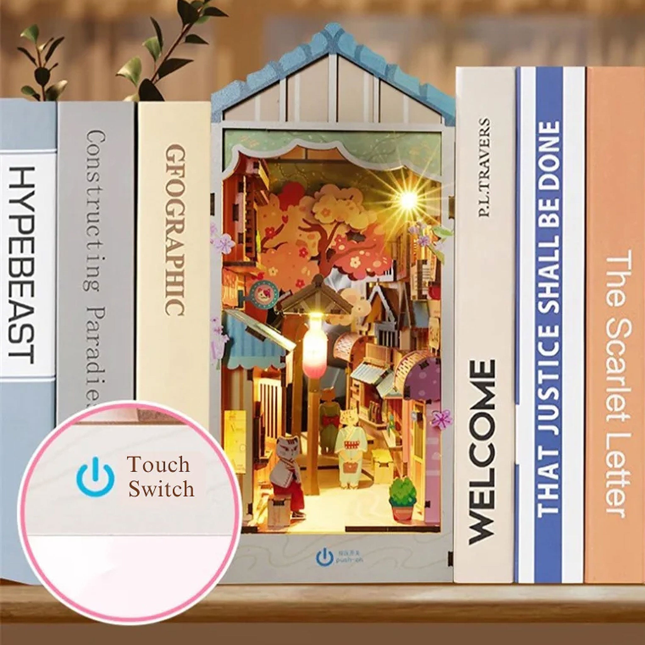 Plymagic DIY Book Nook - Japanese Cat Alley