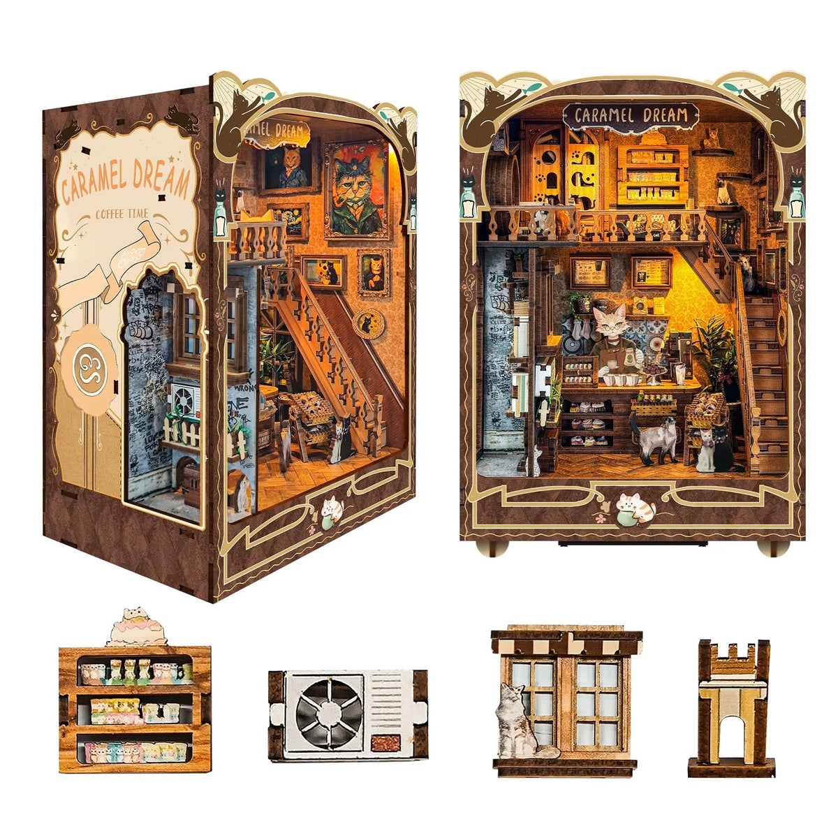Plymagic DIY Book Nook - Classic Cat Tea Shop