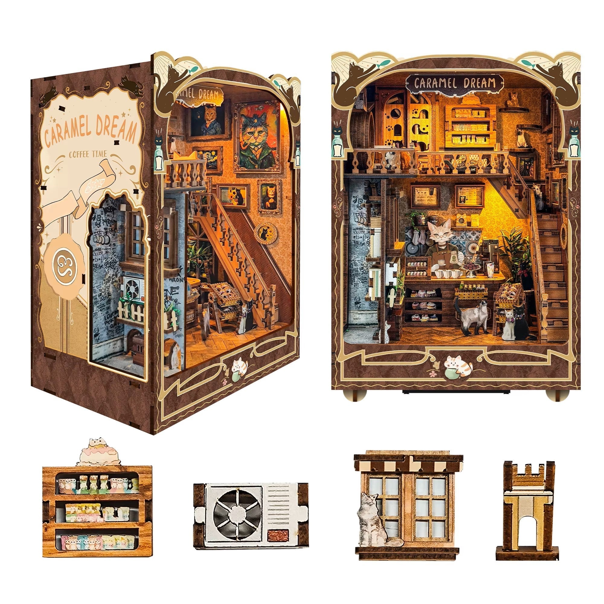 Plymagic DIY Book Nook - Classic Cat Tea Shop