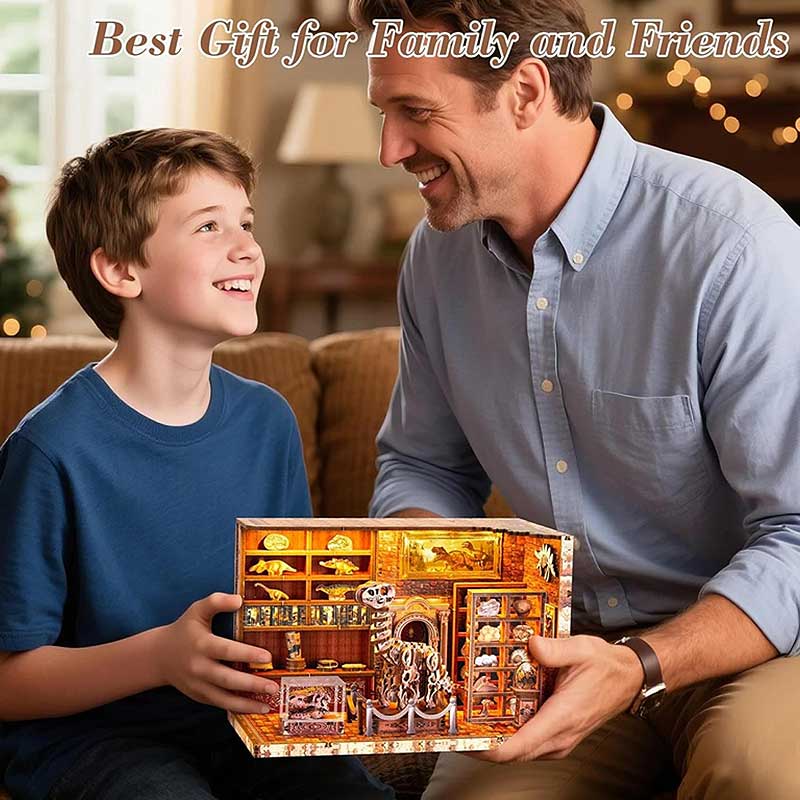 Plymagic DIY Book Nook - Dinosaur Museum Dollhouse Kit