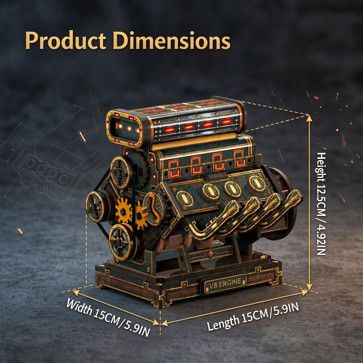 Steampunk V8 Dodge Engine Wooden Puzzle Kit
