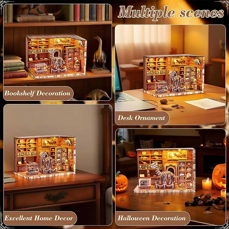 Plymagic DIY Book Nook - Dinosaur Museum Dollhouse Kit