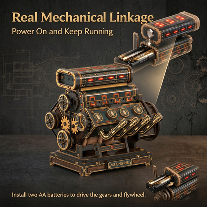 Steampunk V8 Dodge Engine Wooden Puzzle Kit
