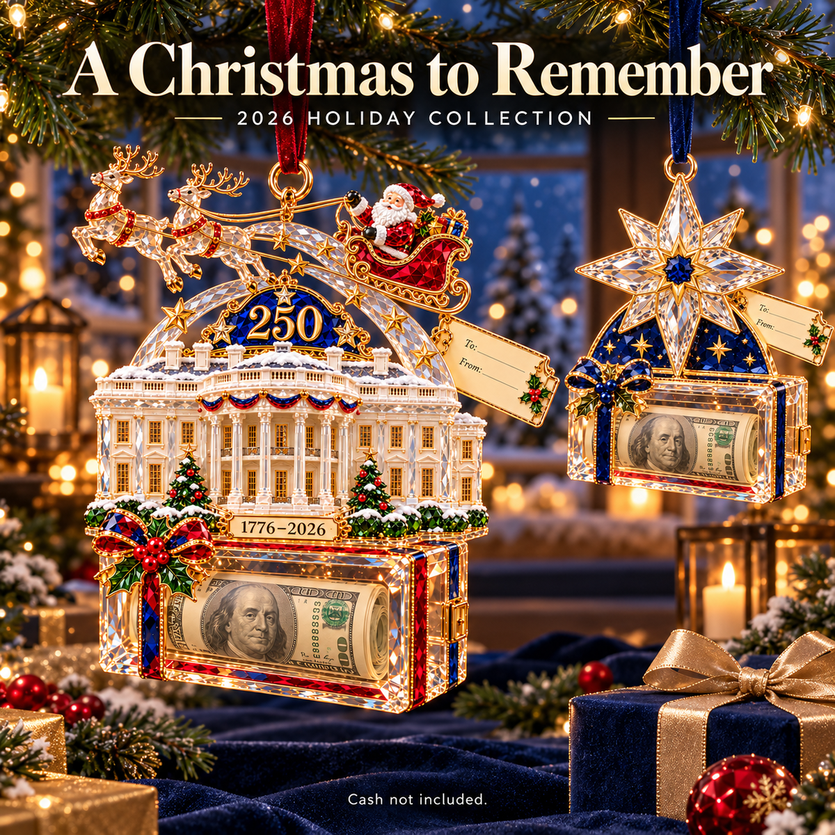 2026 Crystal-Style Christmas Money Holder Ornaments – 20 Festive Designs with Gift Tags