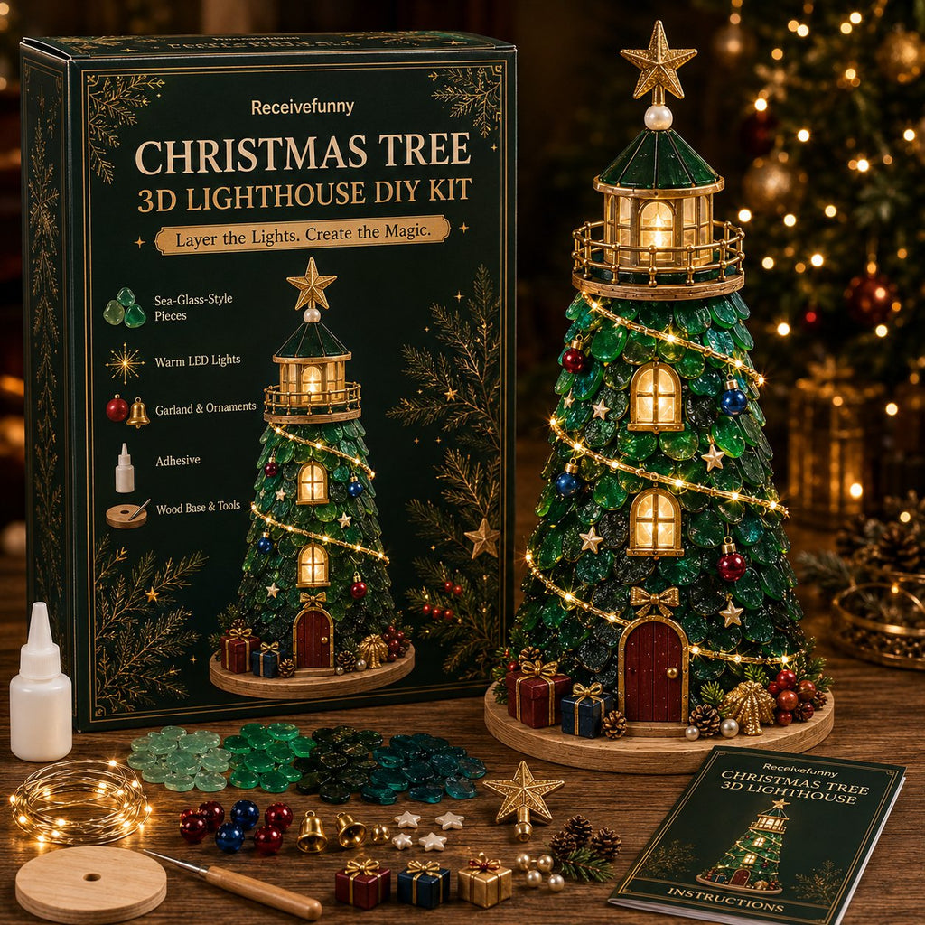 🎅 2026 Christmas Gift 50% Off--🎄Beginner-Friendly DIY Lighted Christmas Character Sea Glass-Style Lighthouse Kit Collection | Complete Kit with Sea Glass-Style Pieces, LED Lights & Step-by-Step Guide Included 💕