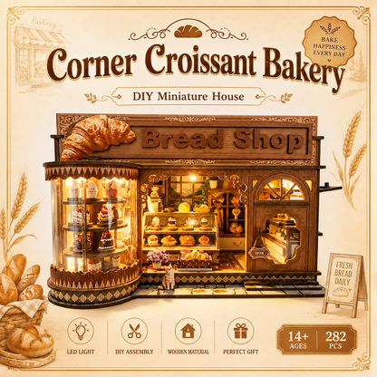 Plymagic DIY Mini House - Croissant Bakery