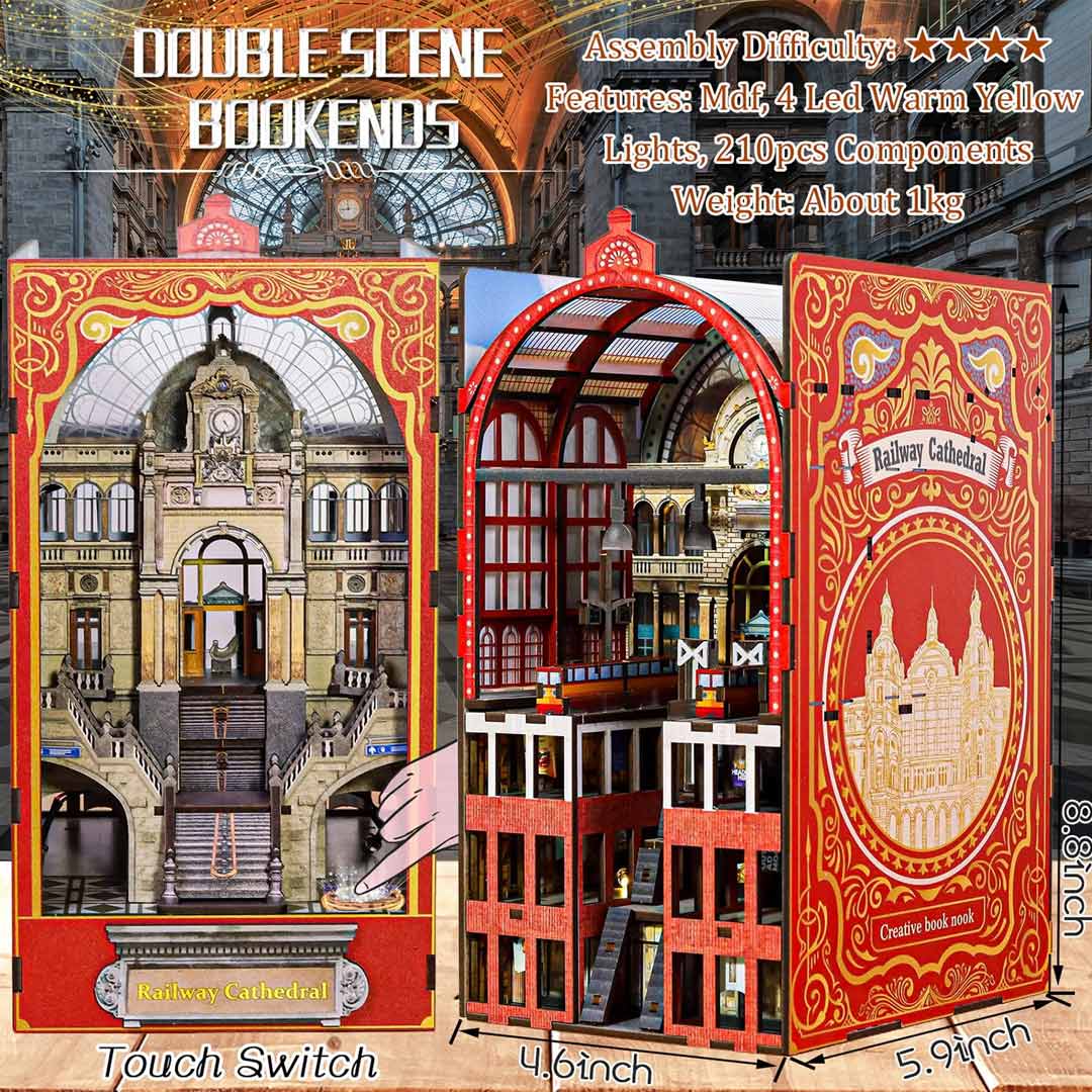 Plymagic DIY Book Nook -  Railway Cathedral(2 Sides Scene)