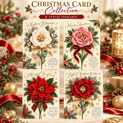 3D Satin Flower Christmas Greeting Card
