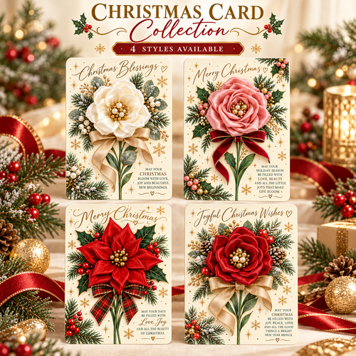 3D Satin Flower Christmas Greeting Card